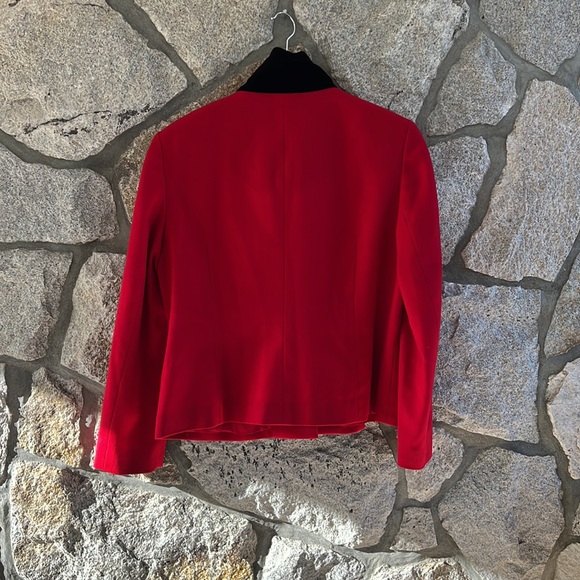 Talbots Petites Wool Red Blazer With Black Velvet - Picture 8 of 9